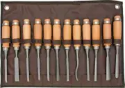 SteeleX 12 Piece Carving Chisel Set Features Beech Wood Handles / Steel Ferrules