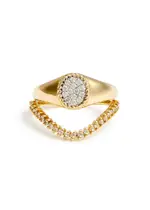 Yvonne Leon Mini Chevalière Ovale & Bague Vague 9kt Gold Rings 45 (UK H)