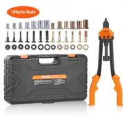 VEVOR Rivet Nut Tool, 16 Rivnut Tool Kit with 13PCS Metric and SAE Mandrels, 186PCS Rivet Nuts, M3, M4, 10-24, M5, M6, 1/4-20, 8-32, 5/16-18, M8, 3/8