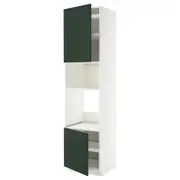 METOD hi cb f oven/micro w 2 drs/shelves, white/Havstorp deep green, 60x60x240 cm