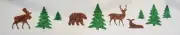 Stencil Moose Deer Bear Pine Trees Winter Scene