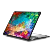 MacBook Air 13-inch (M1 / Intel) Impact Case WELCOME TO UTOPIA - Rainbow Neon Colorful Fine Art Abstract Acrylic Mixed Media Painting Fairy Forest Garden Landscape Trees Flowers Floral Nature Chic Fantasy Summer Design