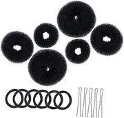 PLAFOPE 3 Sets Hair Bun Maker Kit DIY Hair Tools for Ballet Buns Chignons Ponytails U Shaped Hairpins Elastic Ties