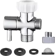 Hsmhose Bidet T Adapter with Shut off Valve,Metal T Valve for Bidet 7/8” X 7/8” X 1/2”or 3/8”,Tee Connector Bidet Attachment for Toilet