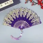Gold Powder Folding Fan Hand Folding Hand Held Fan Chinese Dance Fan Girl