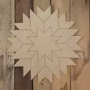 Star Burst Geometric Art, Unfinished Wood Cutout, Engraved Paint by Line Shape