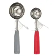 2pcs Stainless Steel Ice Cream Scoop with Trigger, Red/Grey