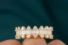 Half Eternity Sterling Silver 2.40 CT Moissanite Baguette & Round Cut Women Ring