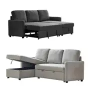 Foret 3 Seater Sofa Bed Modular Corner Pullout Lounge Storage Chaise Fabric Couch - 2 Colours