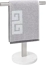 NearMoon T-Shape Hand Towel Holder-Bath Towel Rack-Standing with Balanced Base Towel Bar for Bathroom Kitchen Vanity Countertop, Modern Stand Towel Ring with Marble Base (14 Inch, Brushed Nickel)