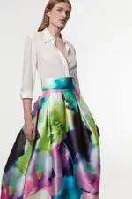 Floral Twill Woven Prom Skirt
