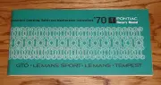 1970 Pontiac GTO Lemans Sport Tempest Owners Operators Manual 70