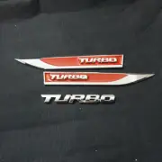 Pair Chrome Red + 1x Small Silver TURBO Metal Emblem Sticker Badge Decal 3D Auto (for: Renault)