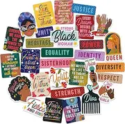 Navy Peony Soul Sister Vision Board Stickers (30pcs) - African Heritage, Girlhood Stickers for Black Women, Community, Activist, Vision Board Party