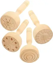 JOINPAYA 4Pcs Wooden Clay Molds for Decorative Pattern Craft Tools Smooth Clay Craft Molds Safe for Projects