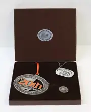 1983-2003 "HOOTERS 20TH ANNIVERSARY" Ornament, Dog Tag, Pin - Box Set 1 of 5000