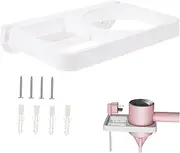 Hair Dryer Holder Hair Dryer Storage Bracket Wall Mount Hair Dryer Shelf Clothes Hanger Stand Wall Bathroom Bottle Toothbrush Holder Hair Dryer Rack 2 in 1 White Abs Organizer