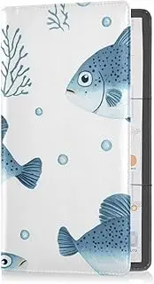 [Caihoyu] Leather Car Registration & Insurance Card Holder Men Women Prefect Car Essentials Wallet for Cards, Essential Document Driver License Cute Winter Flounder Fishes