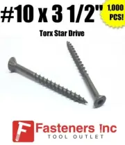 INTERCORP XT1031W #10 X 3-1/2" WAR Coat Drywall/Deck Screws Torx Drive 1,000/BOX