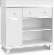 Storkcraft Modern Nursery Changing Table Dresser (White with White) – GREENGUARD Gold Certified, Baby Dresser with Changing Table Top, Dresser for Nursery, Changing Table with Drawers