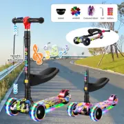 2-1 Kids Child Toddler Scooter Push Kick 3 Wheel Swings Car Balance Ride On LED
