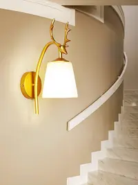 在飛比找松果購物優惠-自帶燈具 北歐 鹿角 金色 樓梯間 自動亮感應燈 (7.4折