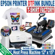 Epson Printer with DTF ink plus Heat Press 12"x15" T-Shirt Maker Start KIT