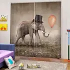 steady big elephant in a top hat Printing 3D Blockout Curtains Fabric Window
