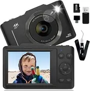 Digital Camera, 48MP 1080P Compact Digital Cameras Vlogging Camera with Flash Autofocus Anti Shake Portable Camera for Kids Beginner with 32GB Memory Card