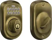 SCHLAGE Keypad Keyless Electronic Deadbolt Plymouth Antique Brass BE365VPLY609
