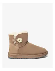 [UGG Australian Shepherd] Mini Button SheepSkin Boots in Brown