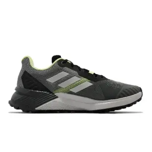 【adidas 愛迪達】越野跑鞋 Terrex Soulstride 男鞋 黑灰 綠 路跑 登山 耐磨 運動鞋(GZ9034)