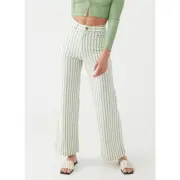 O’NEILL Green White Striped Flared Pants Women's Size 31 NWT Sommers