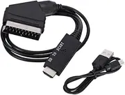 Justivana Adapter Cable Low Power Consumption with USB Power Cable -Compatible to Scart Audio Video Adapter Plug and Play Easy to Use