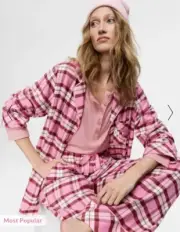 Women’s Peter Alexander Pink Check Bamboo Flannelette Pj Set Size Small