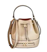 MICHAEL KORS REED MD BELTED TOP HANDLE BUCKET SHOULDER MESSENGER BAG CAMEL