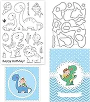 ORIGACH Dinosaur and Baby Stamps and Die for Card Making DIY Scrapbooking Album Decorative