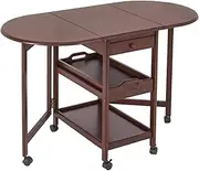 Folding Dining Table, Movable Multifunctional Extendable Dining Table, Drop Leaf Kitchen Table, Small Apartment Retractable Table with Storage Tray (Color : B)