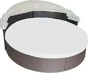 SOWINOS 66" Round Outdoor Daybed Cushion Cover Replacement, Anti-UV Water-Resistant Patio Sunbed Cover with Elastic Band, Seamless Design for Sun Bed Accessories, Pure White (Cover Only)