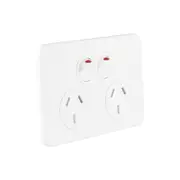 Hager Silhouette WBSP2S - Double Power Point 10Amp - Slimline - Gloss White