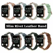 Slim Rivet Leather Band Strap for Apple Watch Series 7 6 5 4 3 2 38/40/42/44mm