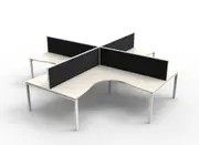 RAPIDLINE RAPID INFINITY PROFILE LEG CORNER WORKSTATION W1500 x W1500 x D700 x H730mm (per user) Natural White Top White Quad Frame