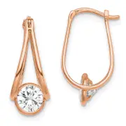 10K Rose Gold Polished Cz Hoop Earrings