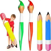 Quimoy 4 Pcs Inflatable Giant Crayons Paint Brush Decoration Set, Blow Up Pencils Paint Brush Crayons, Back to School Decorations for School Classroom, Garden, Paint Party Decorations
