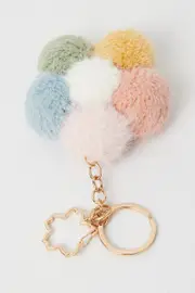 Multi Floral Pompom Keychain - Size ONE, Women's Gift