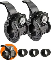 Barbell Clamps Pair of 1" inch Multi-Size Adjustable Weight Barbell Clips Collar Quick Release Perfect for Pro Crossfit Strong Lifts and Olympic Fitness Training Supplies (Black 0.98-1.18inch)