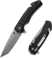FLISSA Folding Pocket Knife with Liner Lock, Tanto Blade, Pocket Clip, Glass Breaker, Seatbelt Cutter, Perfect for Camping