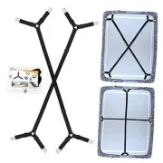 Bed Sheet Holder Straps, 2Pcs Adjustable Crisscross Fitted Sheet Band Black