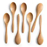 7PCS Small Wooden Spoons,5.8 Inch Honey Spoons,Beech Wooden Honey Teaspoon,Little Tiny Wood Spoons,Bamboo Table Spoon,Wooden Spoons for Utensils Set