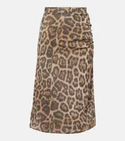 [Stella McCartney] Stella McCartney Leopard-printed ruched midi skirt AU 6 multicoloured
